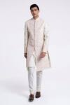 Buy_Dhruv Vaish_Cream Silk Embroidery Sherwani Set _at_Aza_Fashions
