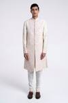 Buy_Dhruv Vaish_Cream Silk Embroidery Sherwani Set _Online_at_Aza_Fashions