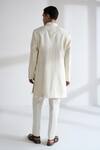 Shop_Dhruv Vaish_Ivory Silk, Chanderi Zari, Embroidery Front Open Sherwani Set _at_Aza_Fashions