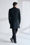 Shop_Dhruv Vaish_Black Silk Beads, Metallic Thread Hand Embroidered Sherwani Set _at_Aza_Fashions