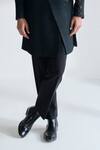 Shop_Dhruv Vaish_Black Silk Beads, Metallic Thread Hand Embroidered Sherwani Set _Online_at_Aza_Fashions