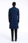 Shop_Dhruv Vaish_Navy Silk Beads, Metallic Thread High Neck Embroidered Sherwani Set _at_Aza_Fashions