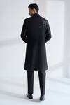 Shop_Dhruv Vaish_Black Silk Embroidery Sherwani Set _at_Aza_Fashions