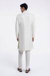 Shop_Dhruv Vaish_Ivory Silk Embroidery, Metallic Thread Diagonal Sherwani Set _at_Aza_Fashions