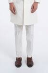 Dhruv Vaish_Ivory Silk Embroidery, Metallic Thread Diagonal Sherwani Set _Online_at_Aza_Fashions