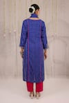 Shop_Myaara_Blue Viscose Embroidery Split V-neck Royal Panelled Kurta Pant Set _at_Aza_Fashions