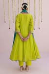 Shop_Myaara_Lime Chanderi Embroidery Round Neck Sleeve Anarkali Set _at_Aza_Fashions