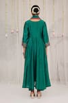 Shop_Myaara_Emerald Green Chanderi Embroidery, Gota Patti V-neck Anarkali Pant Set _at_Aza_Fashions