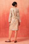 Shop_Shetab Kazmi_Peach Chanderi, Cotton Embroidery, Piping Blossom Print Kurta Tulip Pant Set _at_Aza_Fashions