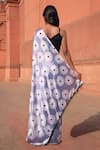 Shop_Naintara Bajaj_Lavender Chinon Tassels V-neck Floral Print Pre-draped Saree With Blouse _at_Aza_Fashions