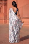 Shop_Naintara Bajaj_Off White Chinon V-neck Floral Print Pre-draped Saree With Blouse _at_Aza_Fashions