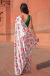 Shop_Naintara Bajaj_Pink Chinon V-neck Floral Bloom Print Pre-draped Saree With Blouse _at_Aza_Fashions