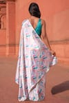 Shop_Naintara Bajaj_White Chinon Tassels V-neck Abstract Print Pre-draped Saree With Blouse _at_Aza_Fashions