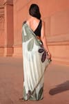 Shop_Naintara Bajaj_Off White Chinon V-neck Floral Bloom Print Pre-draped Saree With Blouse _at_Aza_Fashions