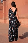 Shop_Naintara Bajaj_Black Chinon Geometric Print Pre-draped Saree With Blouse _at_Aza_Fashions