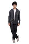 Buy_Raw & Rustic By Niti Bothra_Black Tencel, Denim Embroidery, Patchwork Kantha Shacket _at_Aza_Fashions