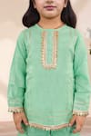 Petite Pomme_Green Rayon Gota Patti, Lace, Metallic Thread, Embroidered Kurta With Sharara _Online_at_Aza_Fashions