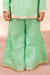 Buy_Petite Pomme_Green Rayon Gota Patti, Lace, Metallic Thread, Embroidered Kurta With Sharara _Online_at_Aza_Fashions