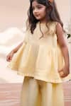 Samyukta Singhania_Cream Rayon Pleated Top With Pant _Online_at_Aza_Fashions