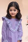 Samyukta Singhania_Mauve Cotton Lace Embroidered Yoke Dress _Online_at_Aza_Fashions