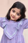 Shop_Samyukta Singhania_Mauve Cotton Lace Embroidered Yoke Dress _at_Aza_Fashions