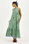 Buy_Jodi_Green Cotton Applique, Embroidery Round Neck Emi Dress _Online_at_Aza_Fashions
