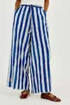 Jodi_Blue Cotton Embroidery Ira Stripe Trouser _Online_at_Aza_Fashions