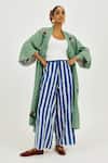Buy_Jodi_Blue Cotton Embroidery Ira Stripe Trouser 