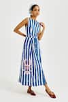 Buy_Jodi_Blue Cotton Applique Boat Neck Ira Printed Dress _Online_at_Aza_Fashions