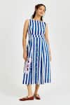Shop_Jodi_Blue Cotton Applique Boat Neck Ira Printed Dress _Online_at_Aza_Fashions