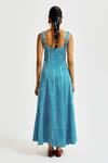 Shop_Jodi_Blue Linen Embroidery Square Neck Soro Check Dress _at_Aza_Fashions