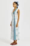 Jodi_White Linen, Satin Embroidery V-neck Amari Wrap Dress _Online_at_Aza_Fashions