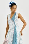Jodi_White Linen, Satin Embroidery V-neck Amari Wrap Dress _at_Aza_Fashions