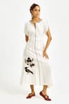Buy_Jodi_White Cotton Applique, Embroidery Collared Karbi Handloom Shirt _at_Aza_Fashions