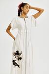 Jodi_White Cotton Applique, Embroidery Collared Karbi Handloom Shirt _at_Aza_Fashions