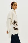 Jodi_Off White Cotton Applique, Embroidery Split V-neck Karbi Handloom Day Dress _Online_at_Aza_Fashions