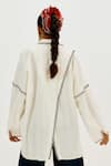 Shop_Jodi_Off White Cotton Applique, Embroidery Split V-neck Karbi Handloom Day Dress _at_Aza_Fashions
