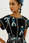 Shop_Jodi_Black Poplin Embroidery, Piping Round Neck Africana Day Dress _Online_at_Aza_Fashions