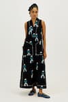 Buy_Jodi_Black Poplin V-neck Africana Printed Dress _at_Aza_Fashions