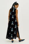 Shop_Jodi_Black Poplin V-neck Africana Printed Dress _at_Aza_Fashions