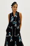 Jodi_Black Poplin V-neck Africana Printed Dress _Online_at_Aza_Fashions