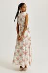 Shop_Jodi_White Handloom Cotton V-neck Moor Handwoven Dress _at_Aza_Fashions