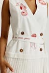 Shop_Jodi_White Handloom Cotton Embroidery V-neck Zena Handwoven Blazer Dress _Online_at_Aza_Fashions