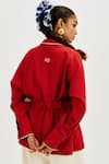Shop_Jodi_Red Cotton Embroidery Collared Oro Handloom Shacket _at_Aza_Fashions