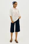 Jodi_White Cotton Embroidery Round Neck Lobster T-shirt _Online_at_Aza_Fashions