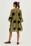 Shop_Jodi_Olive Green Chanderi Round Neck Kuro Short Dress _at_Aza_Fashions