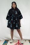 Shop_Jodi_Black Poplin Round Neck Africana Short Dress _at_Aza_Fashions