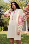 Buy_Nika 1.0_Pink Cotton Embroidery Mandarin Collar Rika Puff Sleeve _at_Aza_Fashions
