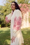 Shop_Nika 1.0_Pink Cotton Embroidery Mandarin Collar Rika Puff Sleeve _Online_at_Aza_Fashions