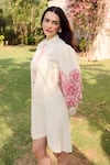Shop_Nika 1.0_Pink Cotton Embroidery Mandarin Collar Rika Puff Sleeve _at_Aza_Fashions